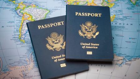 American Passport on world map