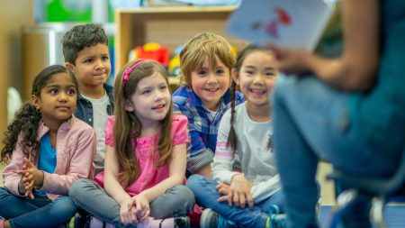 Young children learning and playing at school.